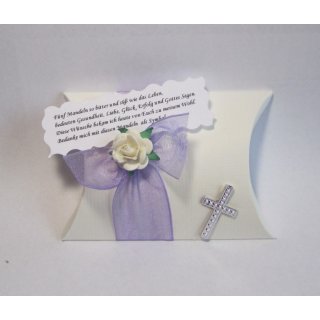 Gastgeschenke Kommunion Konfirmation Taufe Tischdeko flieder Kreuz