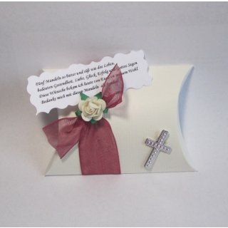 Gastgeschenke Kommunion Konfirmation Taufe Tischdeko bordeaux Kreuz