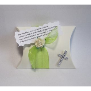 Gastgeschenke Kommunion Konfirmation Taufe Tischdeko grün Kreuz