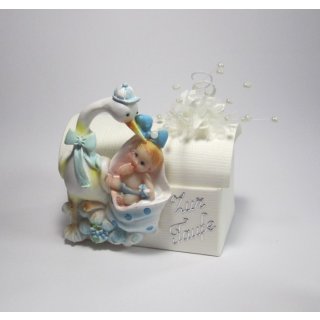 Gastgeschenke Kartonage Truhe Taufe 2 D Storch Baby Tischdeko Junge hellblau