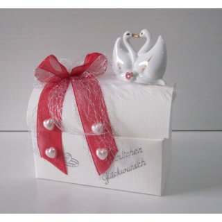 Geschenktruhe Geldgeschenk zur Hochzeit Geschenkbox Porzellanschwäne