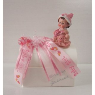 Geschenktruhe Geldgeschenk zur Taufe Geburt Mädchen rosa Baby sitzend