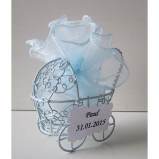 Gastgeschenke Taufe Geburt Kinderwagen Organzakreis hellblau