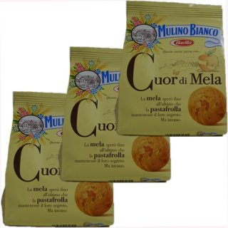3x Mulino Bianco Kekse "Cuor di Mela", 300 g