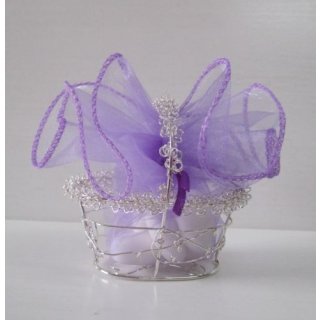 Gastgeschenke für Hochzeit Taufe Körbchen mit Organzakreis flieder / lila