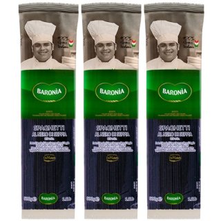 3x Baronia Nudeln "Spaghetti Nero di Seppia", 500 g