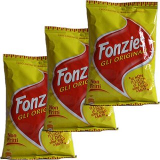 3x Fonzies Gli Originali "Maissnack mit Käsegeschmack", 100 g