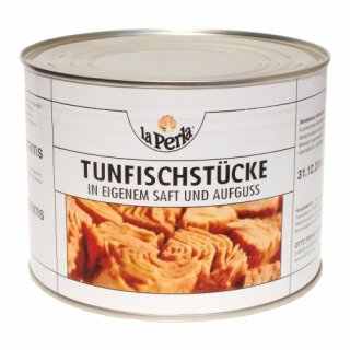 Thunfisch La Perla  "Thunfischstücke in eigenem Saft und Aufguss", 1705 g