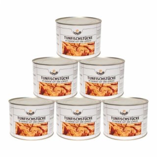 6x Thunfisch La Perla  "Thunfischstücke in eigenem Saft und Aufguss", 1705 g