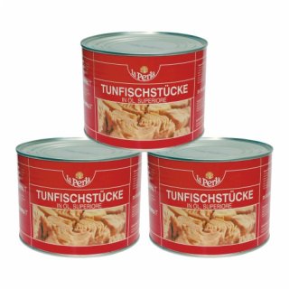 3x Thunfisch La Perla  "Thunfischstücke in Öl, Superiore", 1705 g