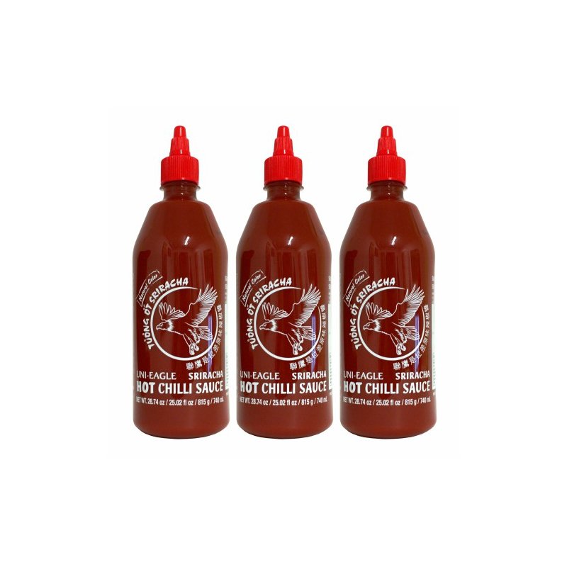 3x UniEagle SRIRACHA Hot Chili Sauce scharf, 740 ml