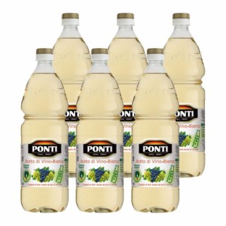 6x Ponti Aceto di Vino Bianco "italienischer Weissweinessig", 1000 ml