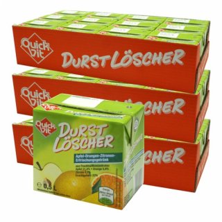 Quickfit Durstlöscher "Apfel Orange Zitrone" Erfrischungsgetränk, 36x 500 ml
