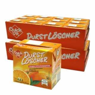 Quickfit Durstlöscher "Orange" Erfrischungsgetränk, 24x 500 ml