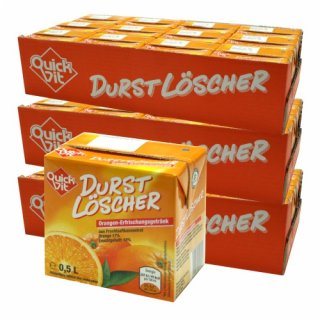 Quickfit Durstlöscher "Orange" Erfrischungsgetränk, 36x 500 ml