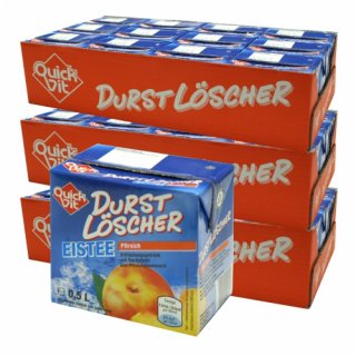 Quickfit Durstlöscher "Eistee Pfirsich" Erfrischungsgetränk, 36x 500 ml