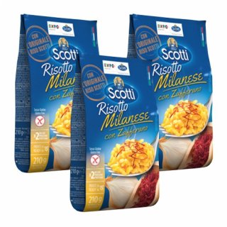 3x Scotti Risotto Reis Milanese con Zafferano "Mailänder Art mit Safran", 210 g