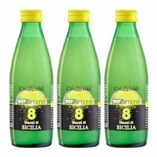 3x Casa Rinaldi 100% Limone Natürlicher Zitronensaft "Limoni di Sicilia", 250 ml