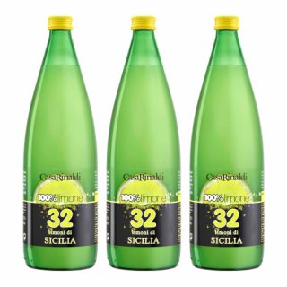 3x Casa Rinaldi 100% Limone Natürlicher Zitronensaft "Limoni di Sicilia", 1 L