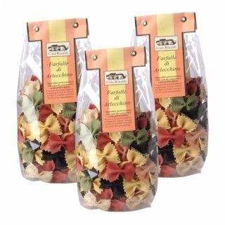 3x Casa Rinaldi Nudeln "Farfalle Di Arlecchino" 5 Farbig, 250 g