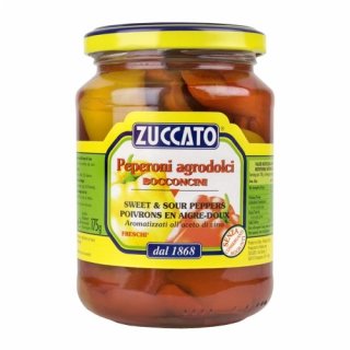 Zuccato Antipasti Peperoni agrodolci "Gewürzpaprikastücke in Weinessig", 350 g