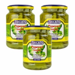 3x Zuccato Antipasti Peperoni veneti "Pfefferschoten Scharf in Weinessig", 320 g