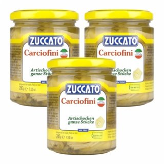3x Zuccato Antipasti Carciofini "Artischocken in Sonnenblumenöl", 280 g