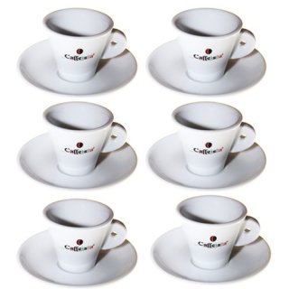 3x Caffeista Espresso Set, 2 Tassen & Untertassen, weiß, 70 ml