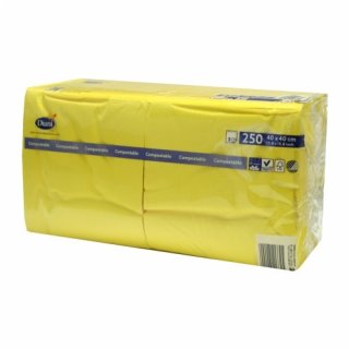 Duni Zelltuch Servietten 3lagig 40x40 cm Gelb, 250 Stck.