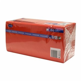 Duni Zelltuch Servietten 3lagig 33x33 cm Rot, 250 Stck.