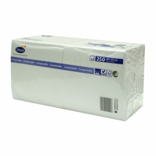 Duni Zelltuch Servietten 3lagig 33x33 cm weiß, 250 Stck.