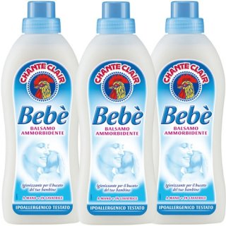3x Chante Clair Bebè Balsamo Ammorbidente "Milder Weischspüler", 750 ml