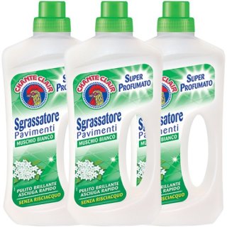 3x Chante Clair Sgrassatore Pavimenti Muschio Bianco "Bodenreiniger Muschio Bianco", 750 ml