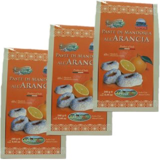 3x Aida Bio Paste Di Mandorla all Arancia "Mandelgebäck/Mandelkekse mit Orange", 250 g