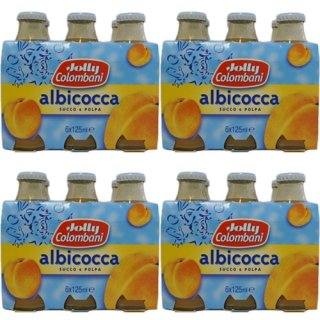 4x Jolly Colombani Albicocca succo e Polpa "Aprikosennektar", 6x 125 ml