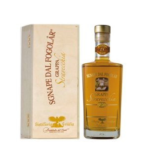 Caffo Sgnape Dal Fogolar Grappa "Stravecchia mit Holzbox" Riserva 18 Mesi, 700 ml