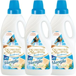 3x Spuma di Sciampagna Bucato liquido Marsiglia "Flüssigwaschmittel Marsiglia", 1560ml