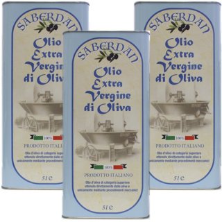 3x Saberdan Olivenöl "Olio Extra Vergine Di Oliva", 5 Liter