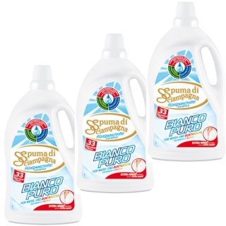 3x Spuma di Sciampagna Lavatrice Waschmittel "Bianco Puro", Für Weiß- und Buntwäsche, 2145 ml
