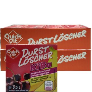 Quickfit Durstlöscher "Bananen-Sauerkirsch" Erfrischungsgetränk, 24x 500 ml