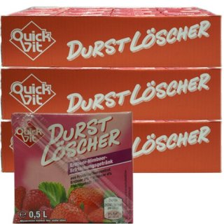 Quickfit Durstlöscher "Erdbeer-Himbeer" Erfrischungsgetränk, 36x 500 ml