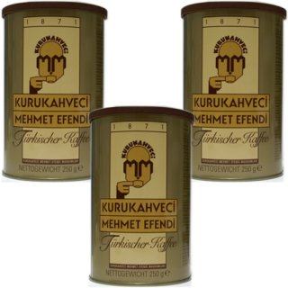 3x Kurukahveci Mehmet Efendi "Türkischer Kaffee" Türkischer Mokka, 250g