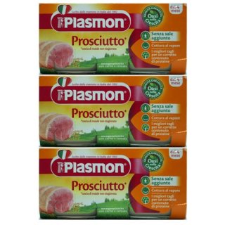 3x Plasmon Babynahrung Prosciutto Homogenisiert "Schinken", 2x 80 g