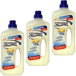3x Spuma di Sciampagna Pavimenti Marseille "Bodenreiniger Marsiglia", 750 ml