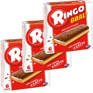 3x Pavesi Ringo Kekse con crema al Latte "Goal", 165 g