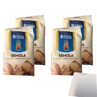 De Cecco Hartweizengrieß "Semola di grano duro rimacinata" 4er Pack (4x1kg Packung) + usy Block