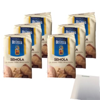 De Cecco Hartweizengrieß "Semola di grano duro rimacinata" 6er Pack (6x1kg Packung) + usy Block