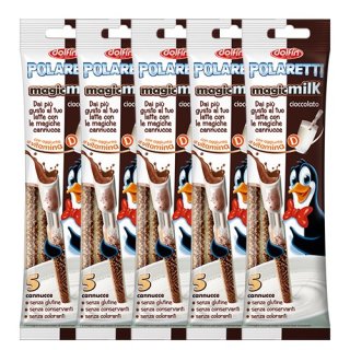 5x Dolfin Polaretti magic milk Trinkhalme in Schokolade Geschmack, 5 Strohhalme mit 6 g