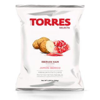 Torres Selecta Trufa Negra Jamón Ibérico Premium Kartoffelchips "Mit Ibérico Schinken", 150g