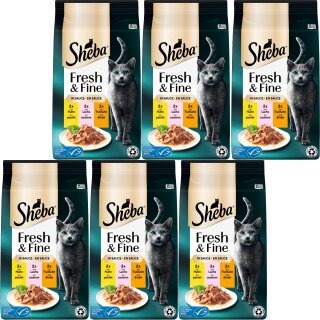 Sheba Fresh & Fine in Sauce mit Huhn, Lachs & Truthahn VPE (6x6x50g Beutel)